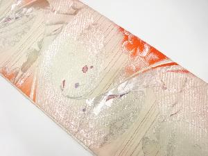 アンティーク　孔雀に花模様織り出し全通袋帯(材料)